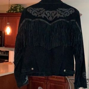 Leather fringe jacket